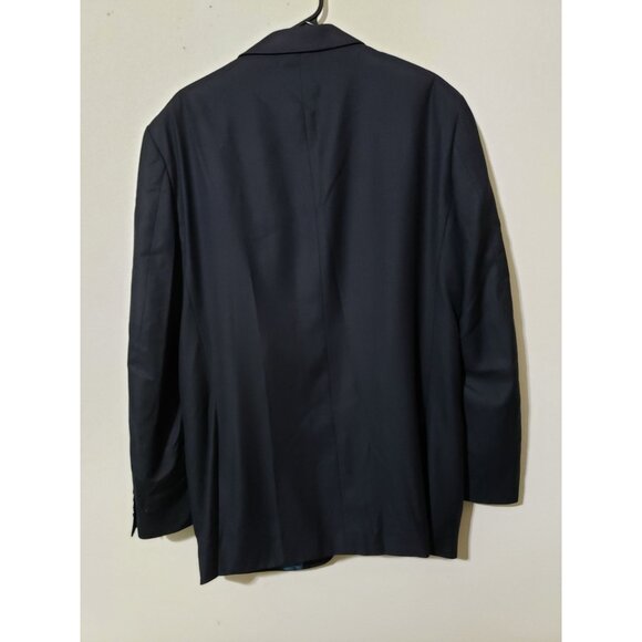 Statement navy, plaid lining, 100% wool blazer,  sport coat,  jacket, size 44L - Picture 10 of 11